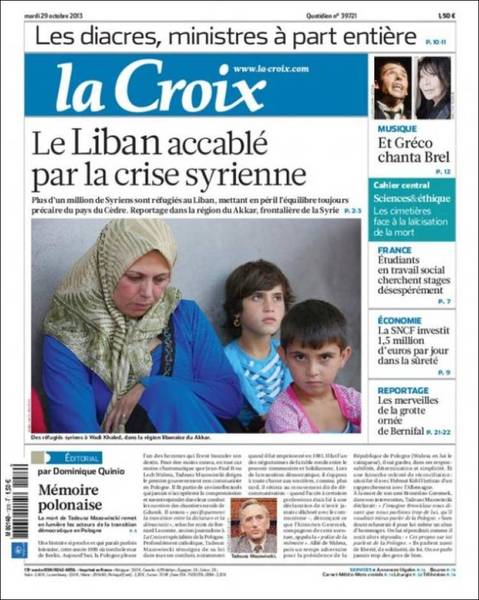 遭敘利亞危機摧殘的黎巴嫩（20131029 法國十字報）