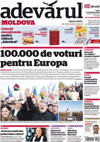 十萬摩爾多瓦人上街挺歐盟（20131104  羅馬尼亞真理報）