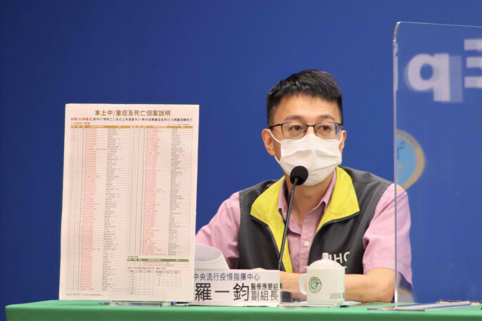 指揮中心醫療應變組副組長羅一鈞15日表示,新增一名1個月大男嬰特殊死亡個案,是疫情至今,年紀最小的死亡個案。(指揮中心提供)