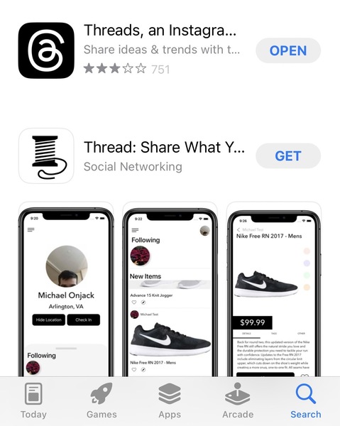 Threads問世不到五天以來,就有超過1億名用戶註冊。(手機截圖)