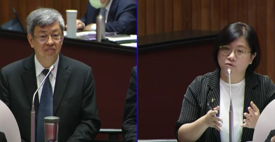 行政院長陳建仁(左)18日於立法院會表示,過去性平三法規範不明確、申訴未盡周延等問題,此次進行嚴正修法。(Photo by 國會頻道)