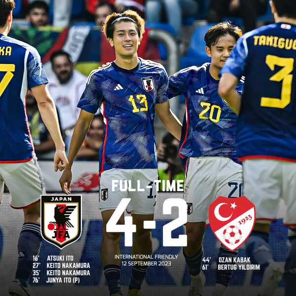 日本火力全開,連兩場友誼賽都轟進4球,痛宰德國、土耳其。(photo from Japan Football Facebook Officials)
