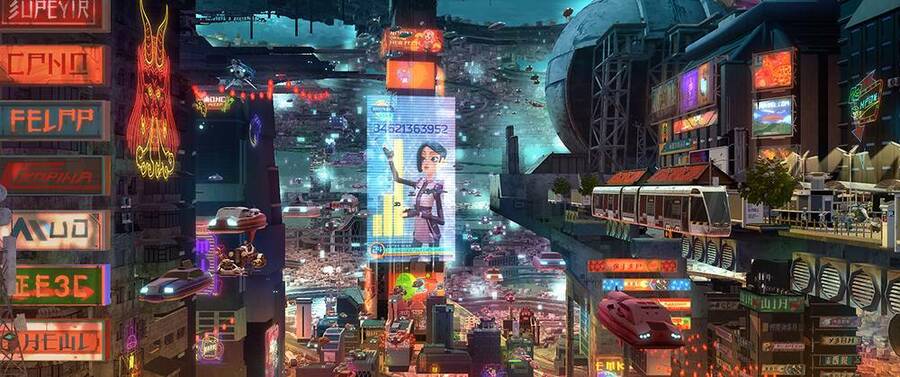 《八戒》片中未來城市的街景炫麗。(作者提供)