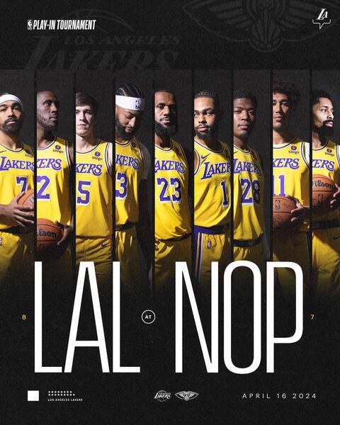 NBA季後賽最後門票:附加賽即將開戰,西區戰況難測,湖人、勇士都可能以下剋上。(photo from LA Lakers Facebook Officials)