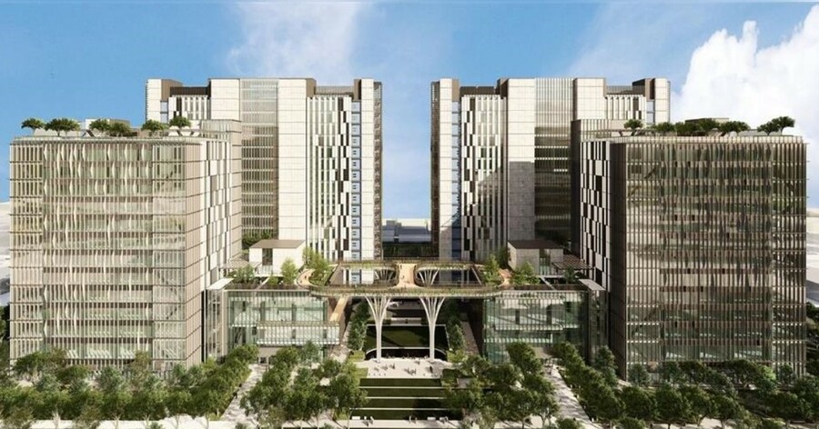 台塑大樓17日舉行都更說明會,附近里民發言相當踴躍。圖為台塑大樓完工示意圖。(中央社)
