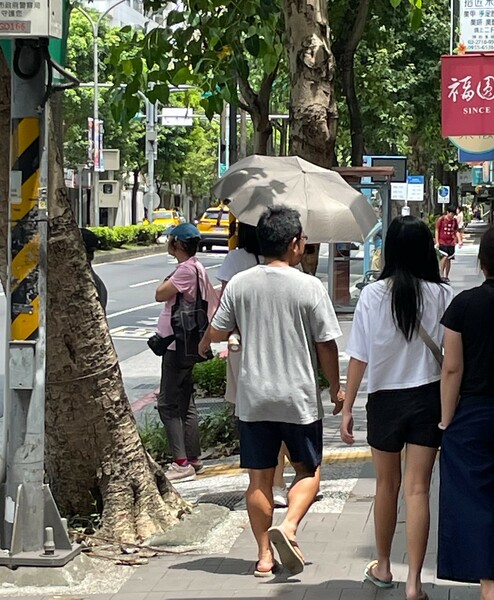 圖為台北街景,民眾頂著陽傘遮陽。(本報資料圖)