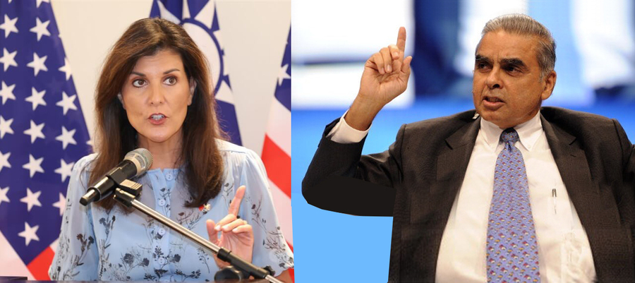 美國前駐聯合國大使海莉(Nikki Haley)(左),與新加坡前駐聯合國大使馬凱碩(Kishore Mahbubani)(右),近期分別應邀來台,就台灣參與聯合國以及兩岸關係提出看法與建言。