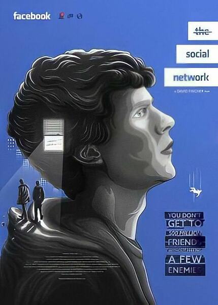 描述哈佛學生馬克•祖克柏如何創立Facebook的傳記電影《社群網戰》(The Social Network,2010),是一部真正引起人們關注互聯網的賣座電影。(電影劇照)