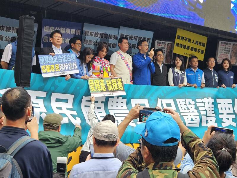 國民黨24日號召民眾上街頭,呼籲政府依法行政,編列禁伐補償、健保點值與公糧收購的預算。(Photo by 呂翔禾/台灣醒報)