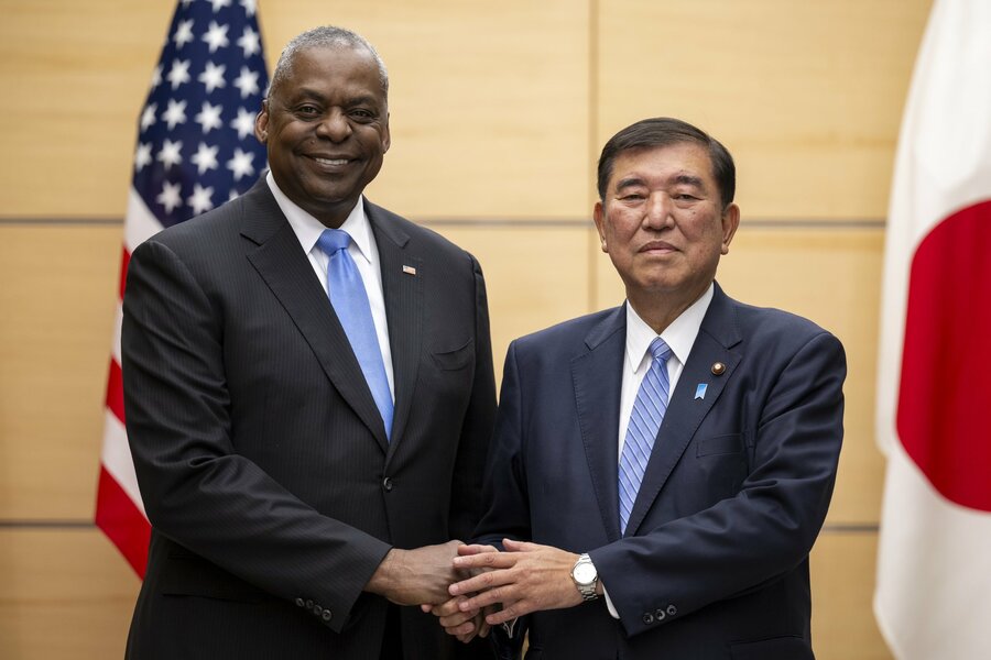 美國國防部長奧斯汀近日與日本首相石破茂見面,盼在川普上任前加強美日聯盟。(@SecDef via X)