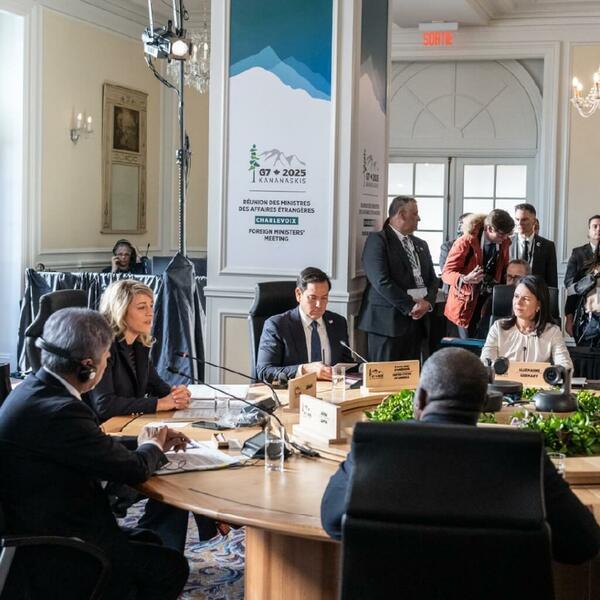G7外長會議14日在加拿大魁北克進行議程。(圖取自x.com/G7)