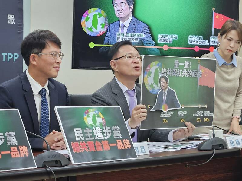 民眾黨15日召開記者會,批評民進黨內部共諜頻出,應該要徹查相關人士。(Photo by 呂翔禾/台灣醒報)