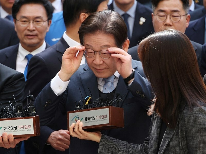南韓總統大選近日開跑,各方進行了第一次總統選舉辯論。圖為支持度領先的李在明。(中央社示意圖)